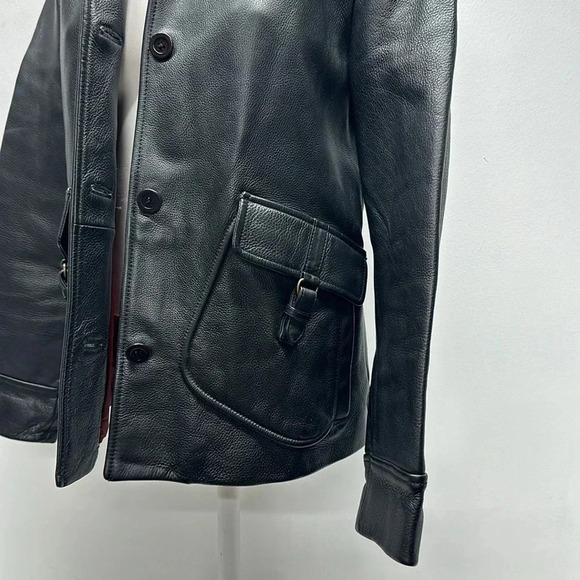 The Territory Ahead 100% Leather Jacket Coat Collared Button Down Black Small - Picture 7 of 12